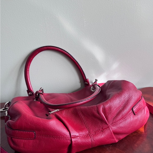 Tignanello Red Pebbled Leather Bag with adjustable strap , GUC - Picture 3 of 9